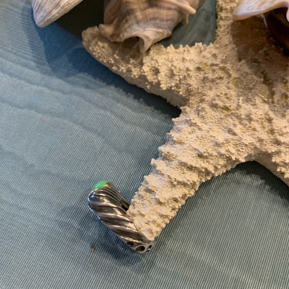 Silver & green turquoise ring - Picture 4 of 6